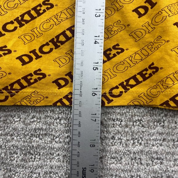 Dickies Cropped Shirt Women Medium M Yellow Crop Top Long Sleeve All Over Print - Picture 7 of 7